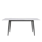 Table à manger rectangulaire en pierre frittée noire/blanche pour 6 personnes