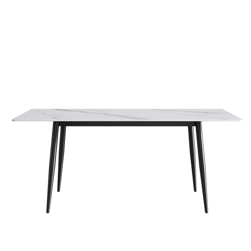 Table à manger rectangulaire en pierre frittée noire/blanche pour 6 personnes