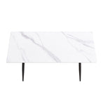 Table à manger rectangulaire en pierre frittée noire/blanche pour 6 personnes