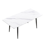 Table à manger rectangulaire en pierre frittée noire/blanche pour 6 personnes
