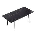 Table à manger rectangulaire en pierre frittée noire/blanche pour 6 personnes