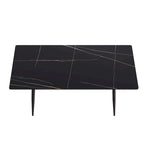 Table à manger rectangulaire en pierre frittée noire/blanche pour 6 personnes