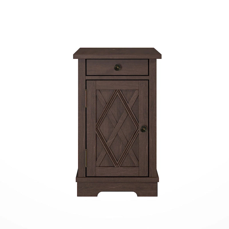 Table d'appoint marron en MDF avec port USB et rangement – 1 personne, 58,4 cm H