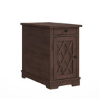 Table d'appoint marron en MDF avec port USB et rangement – 1 personne, 58,4 cm H