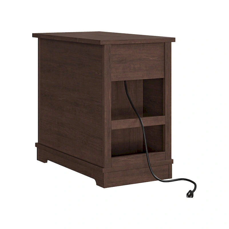 Table d'appoint marron en MDF avec port USB et rangement – 1 personne, 58,4 cm H