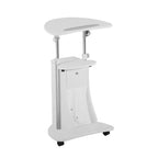 Chariot blanc pour ordinateur portable avec rangement, réglable en hauteur, 1 personne