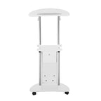 Chariot blanc pour ordinateur portable avec rangement, réglable en hauteur, 1 personne