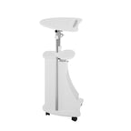 Chariot blanc pour ordinateur portable avec rangement, réglable en hauteur, 1 personne