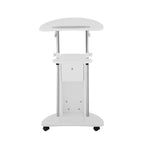 Chariot blanc pour ordinateur portable avec rangement, réglable en hauteur, 1 personne