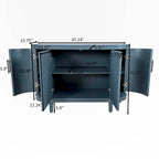 Meuble de rangement champagne/bleu de 120 cm avec étagères réglables, montage par 1 personne