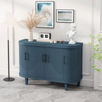 Meuble de rangement champagne/bleu de 120 cm avec étagères réglables, montage par 1 personne