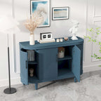 Meuble de rangement champagne/bleu de 120 cm avec étagères réglables, montage par 1 personne