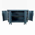 Meuble de rangement champagne/bleu de 120 cm avec étagères réglables, montage par 1 personne