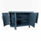 Meuble de rangement champagne/bleu de 120 cm avec étagères réglables, montage par 1 personne