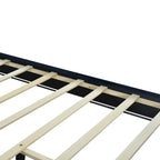 Lit plateforme Queen en velours, tête de lit capitonnée, beige/noir/gris, 2 personnes
