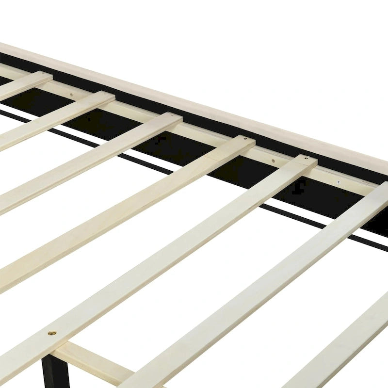 Lit plateforme Queen en velours, tête de lit capitonnée, beige/noir/gris, 2 personnes