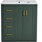 Meuble-lavabo simple de 30 po avec armoire et 3 tiroirs – Noir / Bleu / Vert / Indigo / Blanc
