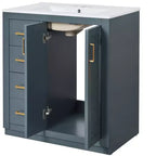 Meuble-lavabo simple de 30 po avec armoire et 3 tiroirs – Noir / Bleu / Vert / Indigo / Blanc